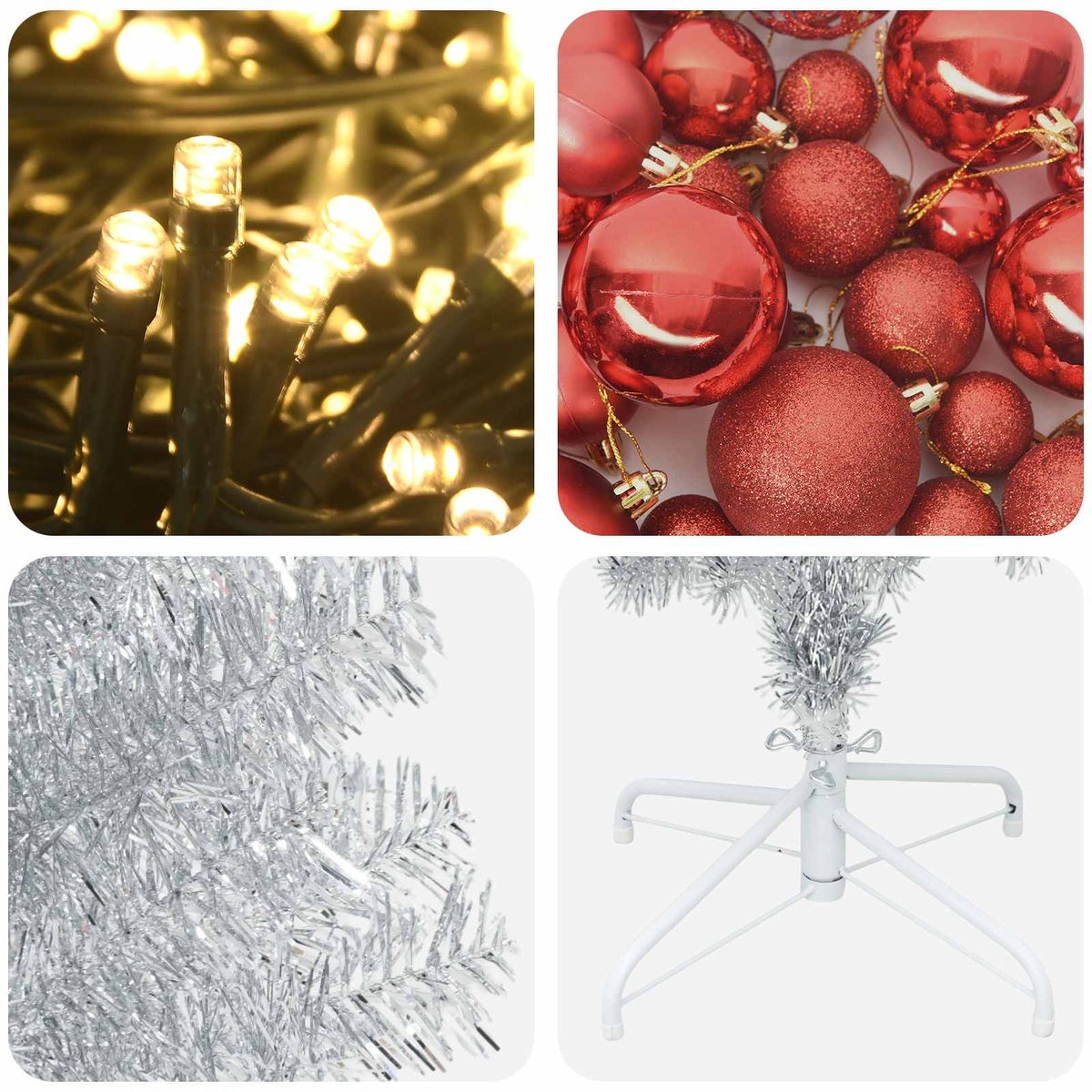 Artificial Slim Christmas Tree with Bauble 240 cm 300 LEDs