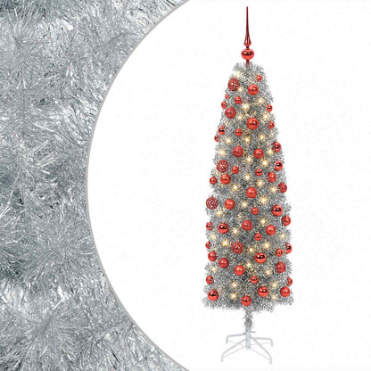 Artificial Slim Christmas Tree with Bauble 240 cm 300 LEDs