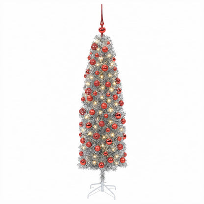 Artificial Slim Christmas Tree with Bauble 240 cm 300 LEDs