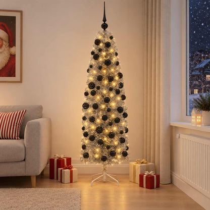 Artificial Slim Christmas Tree with Bauble 180 cm 300 LEDs