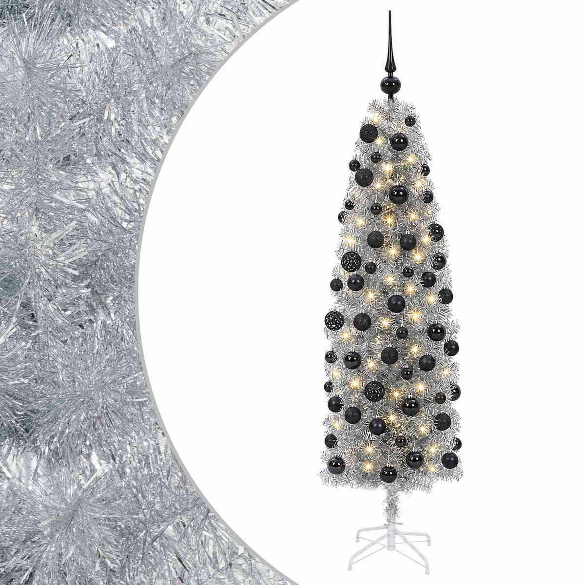 Artificial Slim Christmas Tree with Bauble 180 cm 300 LEDs