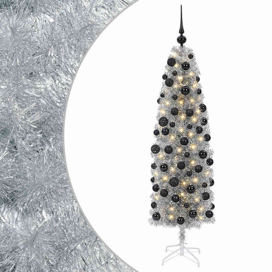 Artificial Slim Christmas Tree with Bauble 180 cm 300 LEDs