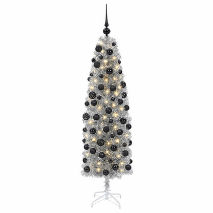 Artificial Slim Christmas Tree with Bauble 180 cm 300 LEDs