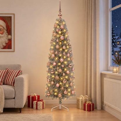 Artificial Slim Christmas Tree with Bauble 180 cm 300 LEDs