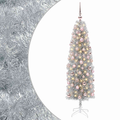 Artificial Slim Christmas Tree with Bauble 180 cm 300 LEDs