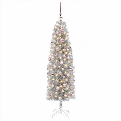Artificial Slim Christmas Tree with Bauble 180 cm 300 LEDs