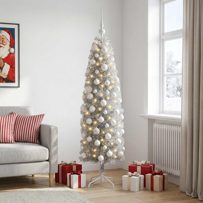 Artificial Slim Christmas Tree with Bauble 180 cm 300 LEDs