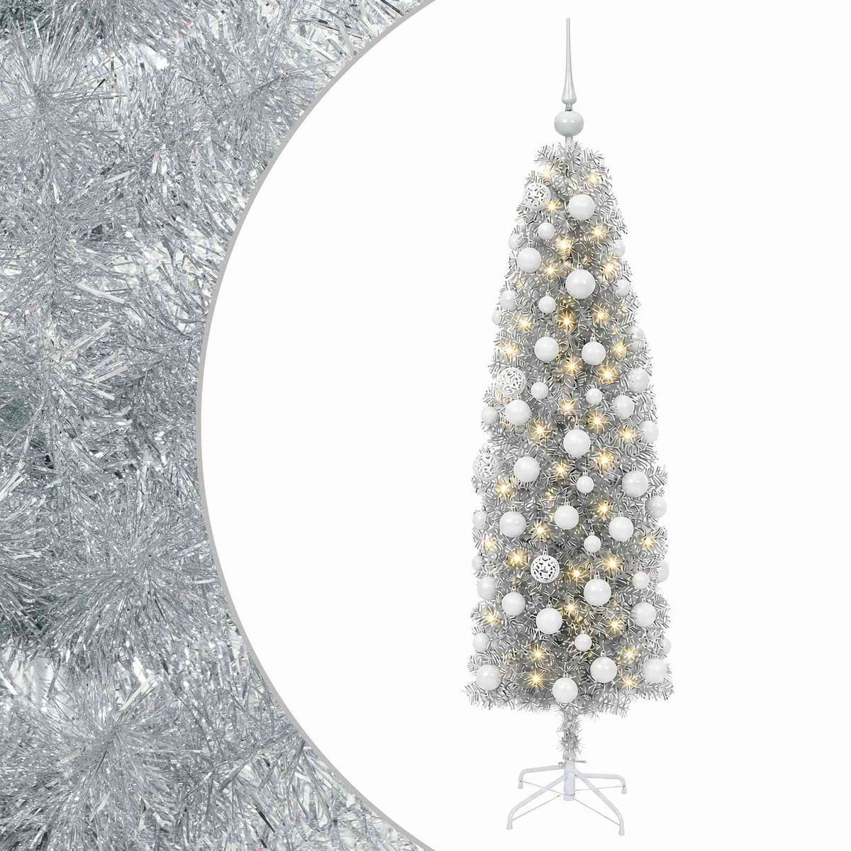 Artificial Slim Christmas Tree with Bauble 180 cm 300 LEDs