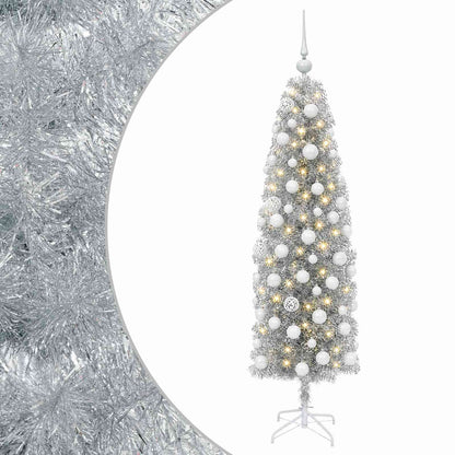 Artificial Slim Christmas Tree with Bauble 180 cm 300 LEDs