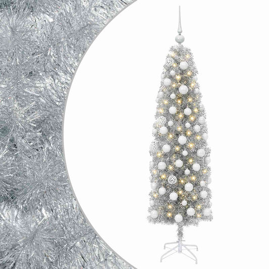 Artificial Slim Christmas Tree with Bauble 180 cm 300 LEDs