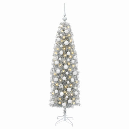 Artificial Slim Christmas Tree with Bauble 180 cm 300 LEDs