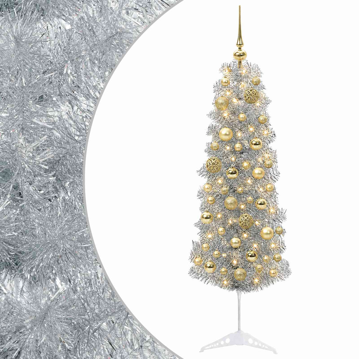 Artificial Slim Christmas Tree with Bauble 150 cm 150 LEDs