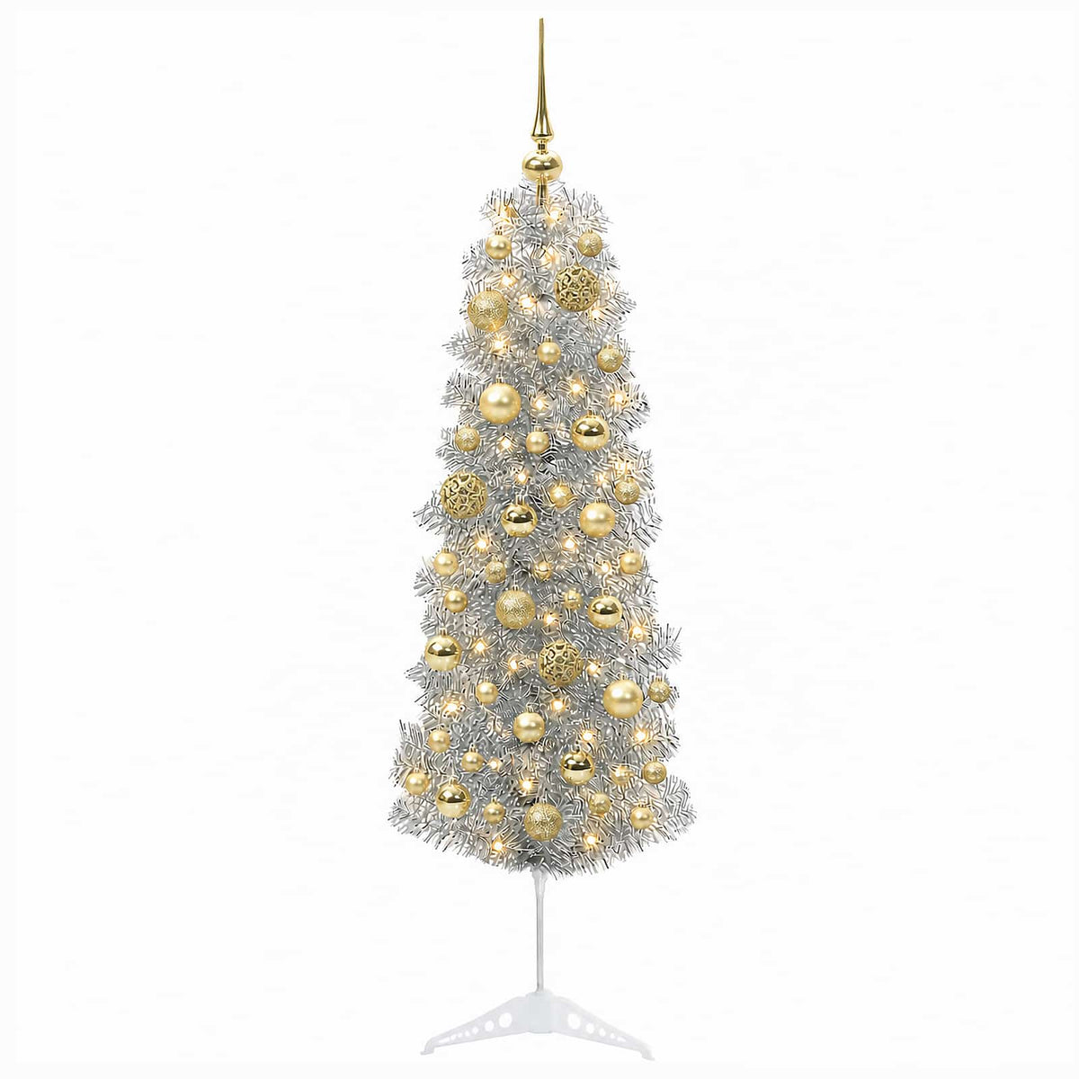 Artificial Slim Christmas Tree with Bauble 150 cm 150 LEDs