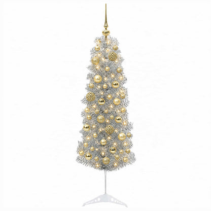 Artificial Slim Christmas Tree with Bauble 150 cm 150 LEDs
