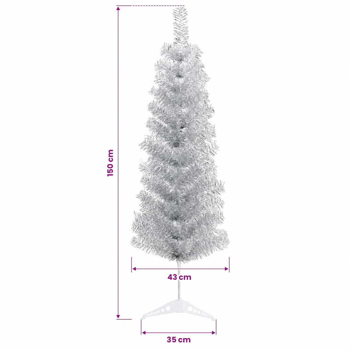 Artificial Slim Christmas Tree with Bauble 150 cm 150 LEDs