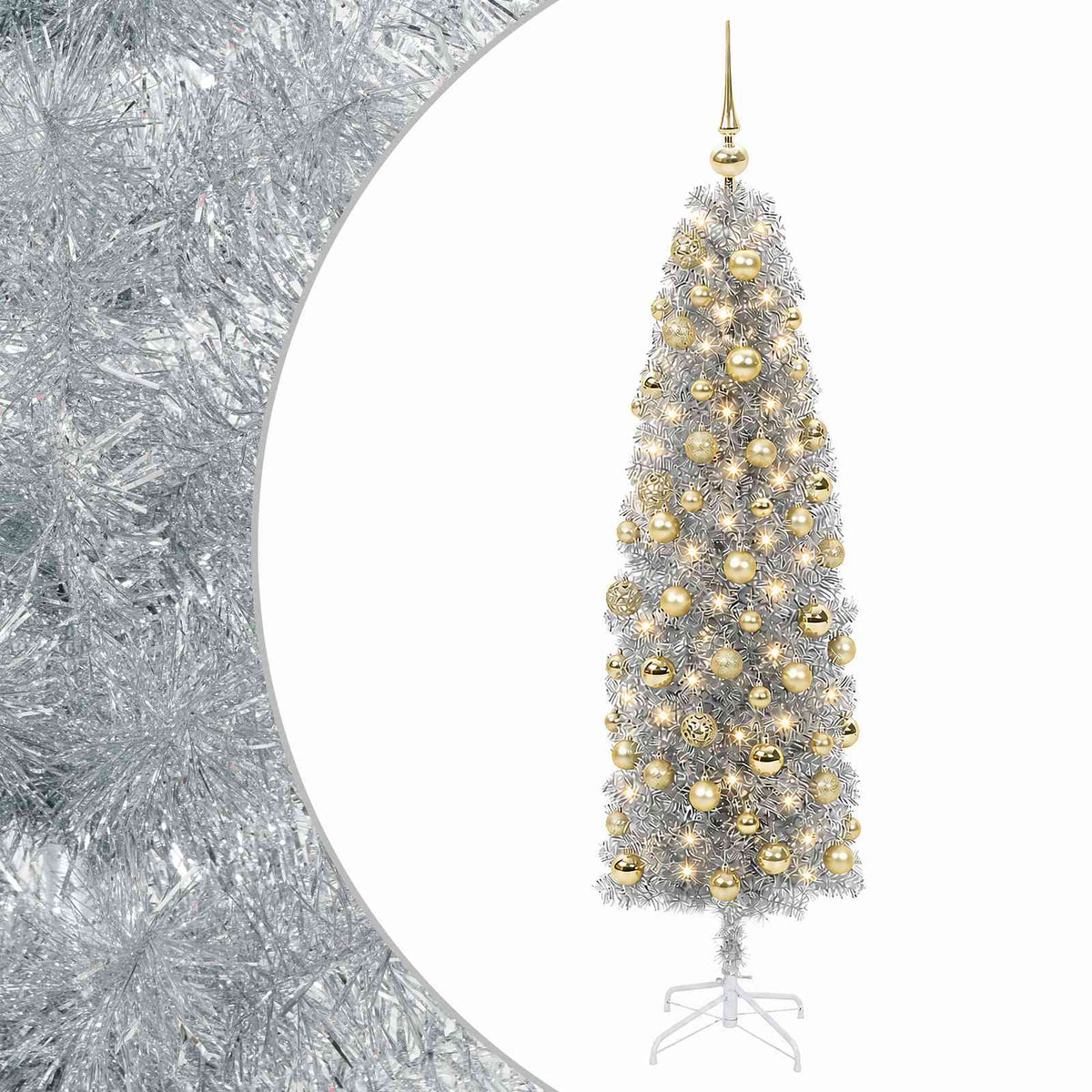 Artificial Slim Christmas Tree with Bauble 240 cm 300 LEDs