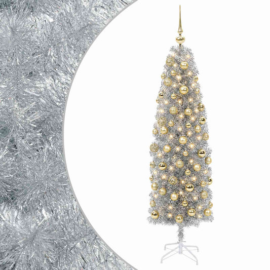 Artificial Slim Christmas Tree with Bauble 240 cm 300 LEDs
