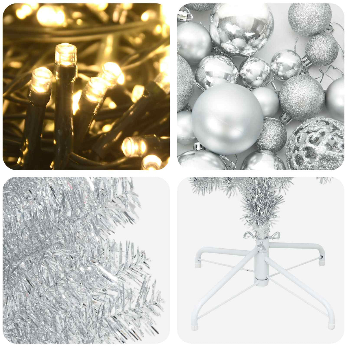 Artificial Slim Christmas Tree with Bauble 240 cm 300 LEDs