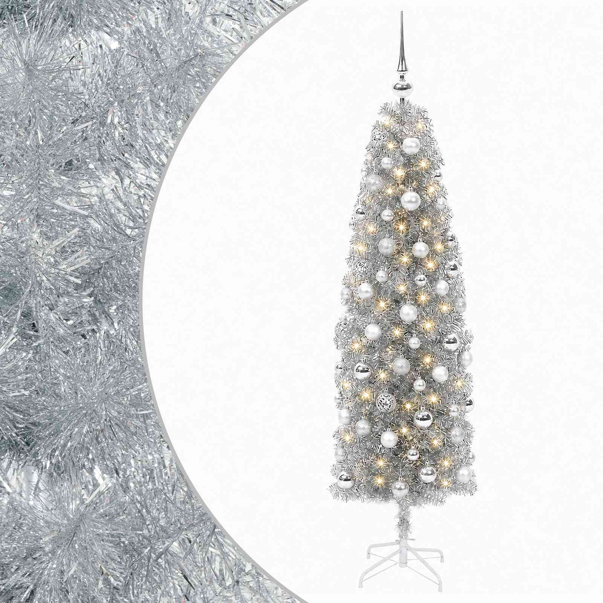Artificial Slim Christmas Tree with Bauble 240 cm 300 LEDs