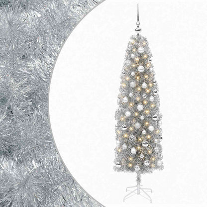 Artificial Slim Christmas Tree with Bauble 240 cm 300 LEDs