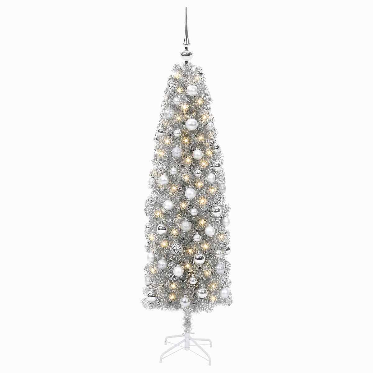 Artificial Slim Christmas Tree with Bauble 240 cm 300 LEDs