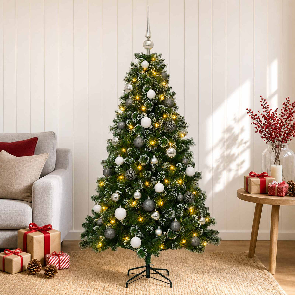 Artificial Christmas Tree with Bauble 120 cm 150 LEDs