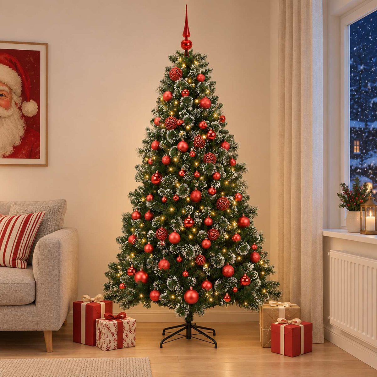 Artificial Christmas Tree with Bauble 210 cm 300 LEDs