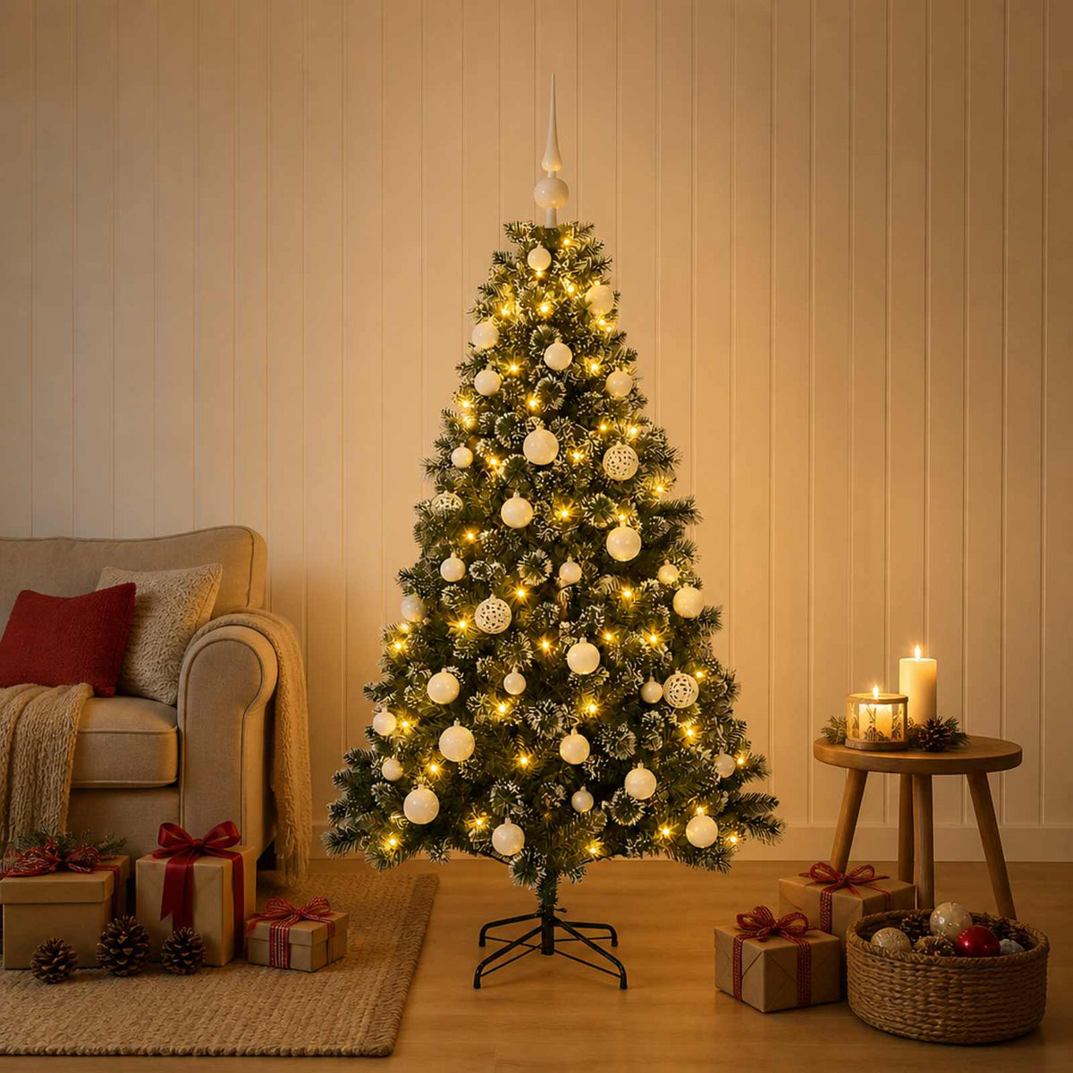 Artificial Christmas Tree with Bauble 120 cm 150 LEDs