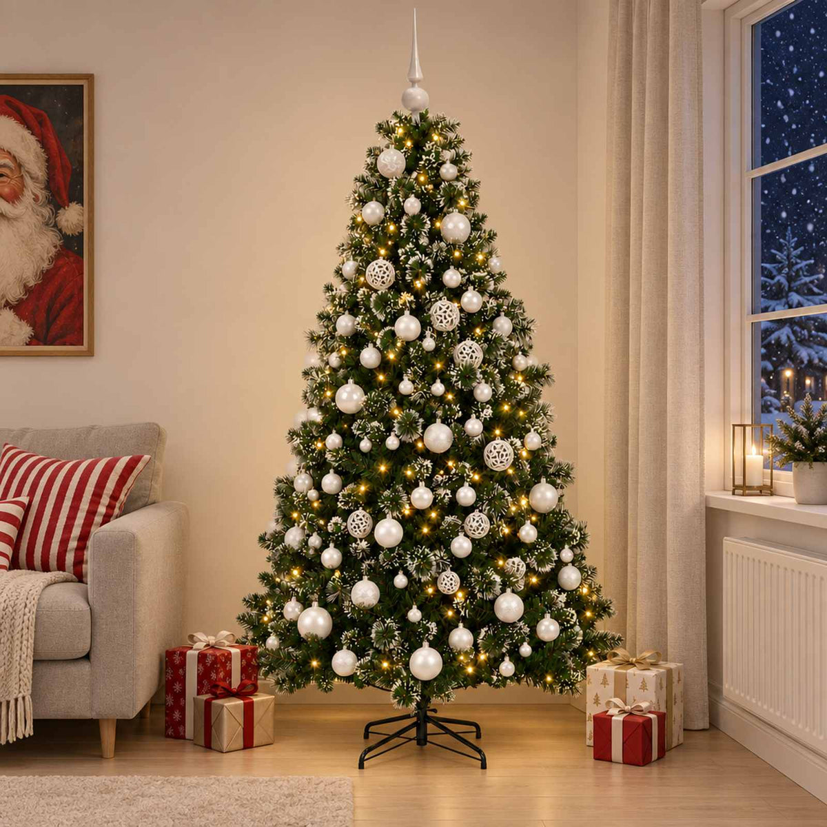 Artificial Christmas Tree with Bauble 210 cm 300 LEDs