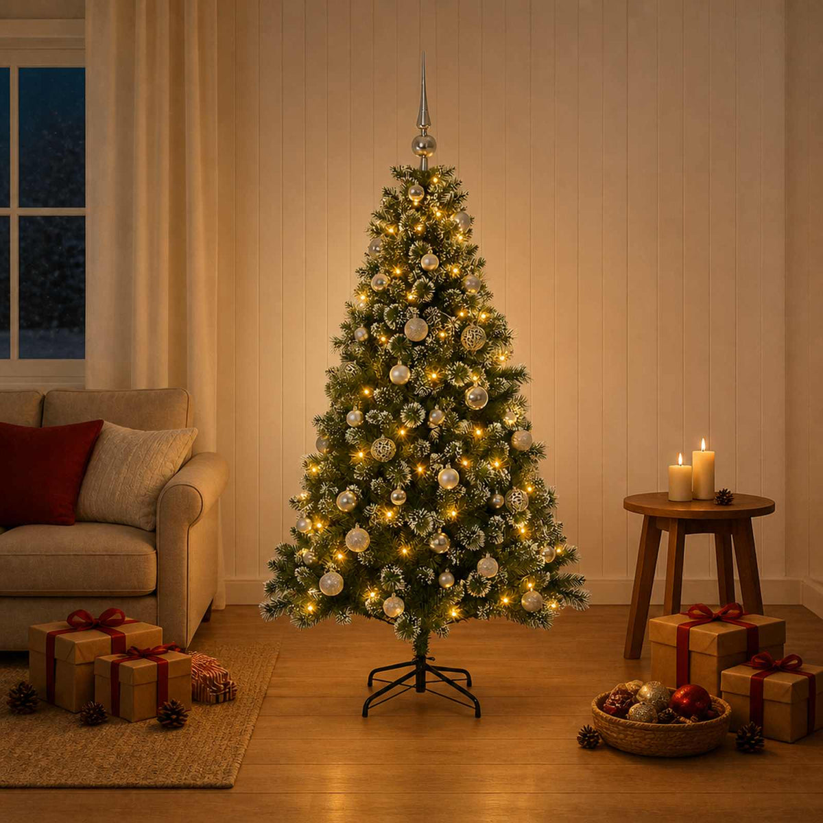 Artificial Christmas Tree with Bauble 120 cm 150 LEDs