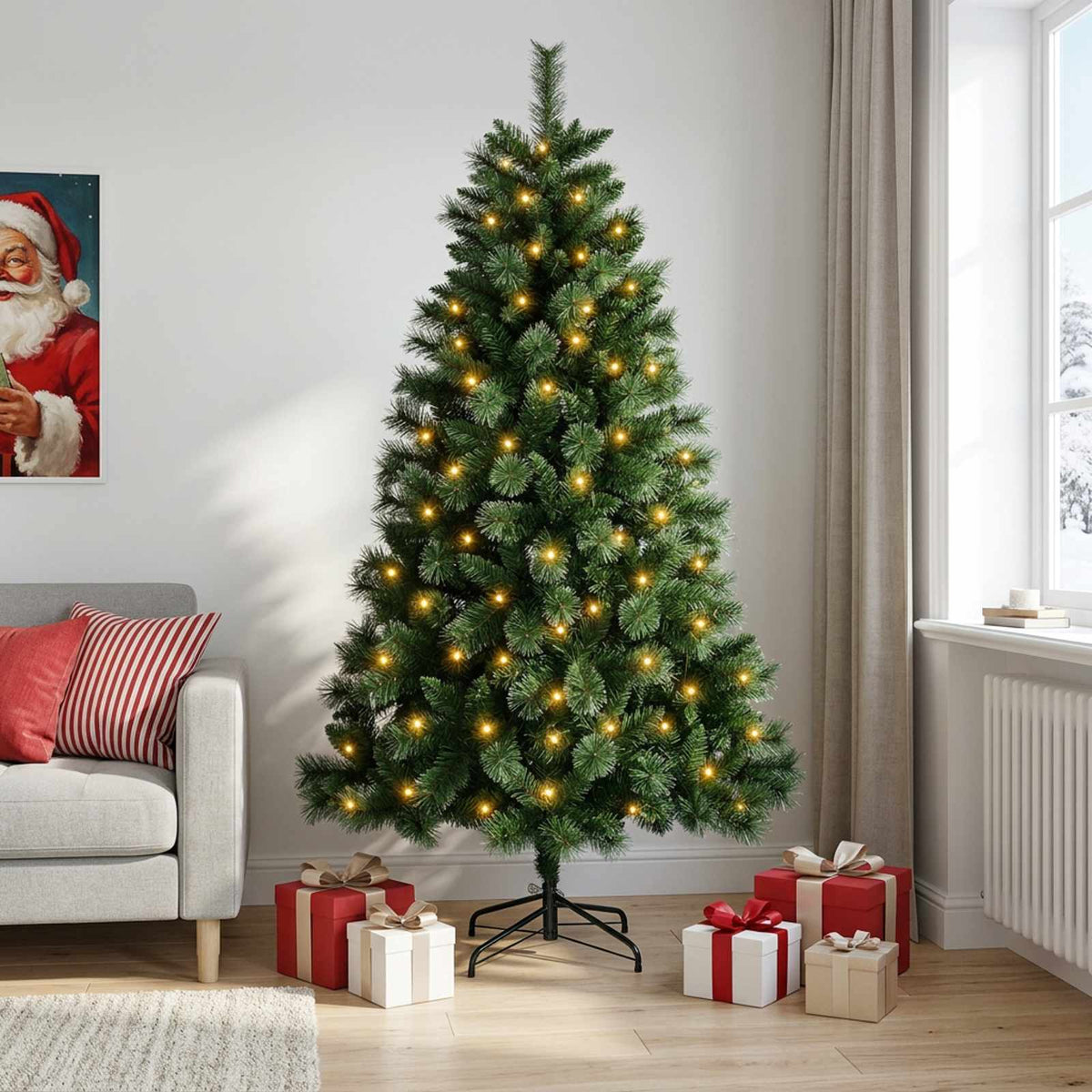 Artificial Christmas Tree 150 cm 150 LEDs Warm White