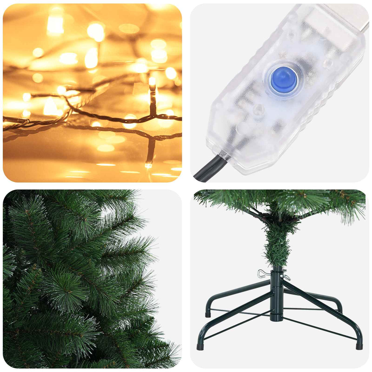 Artificial Christmas Tree 150 cm 150 LEDs Warm White