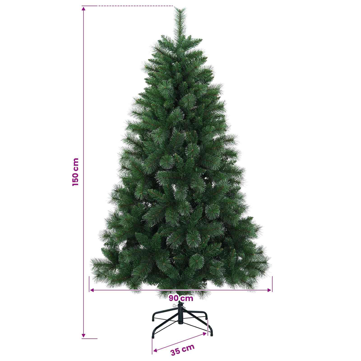 Artificial Christmas Tree 150 cm 150 LEDs Warm White