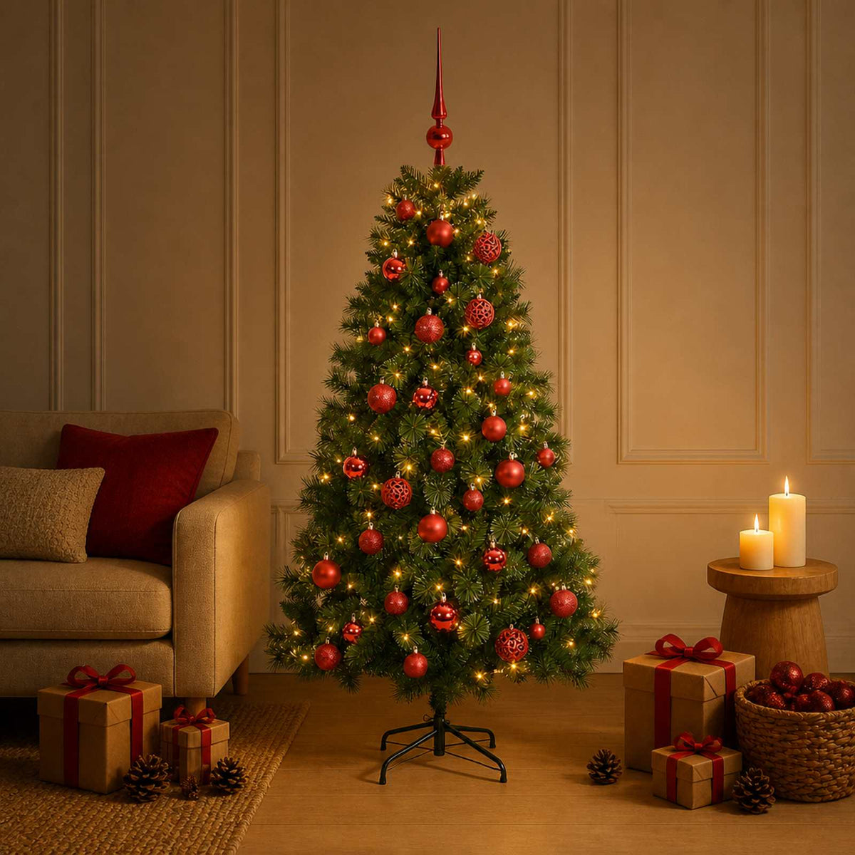 Artificial Christmas Tree with Bauble 150 cm 150 LEDs