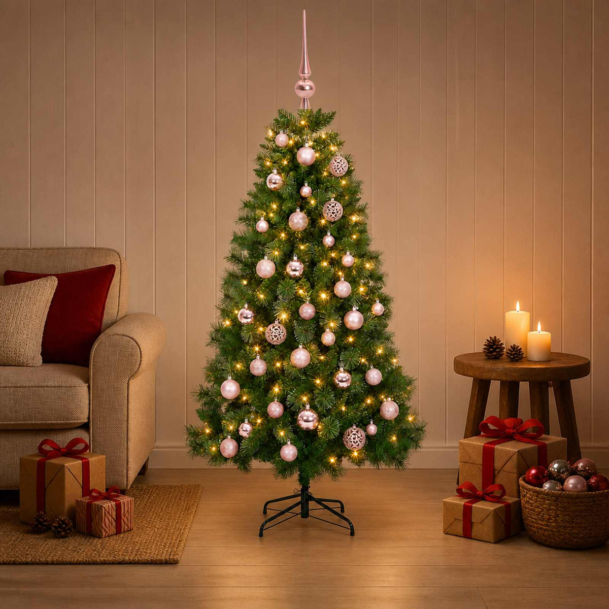 Artificial Christmas Tree with Bauble 150 cm 150 LEDs
