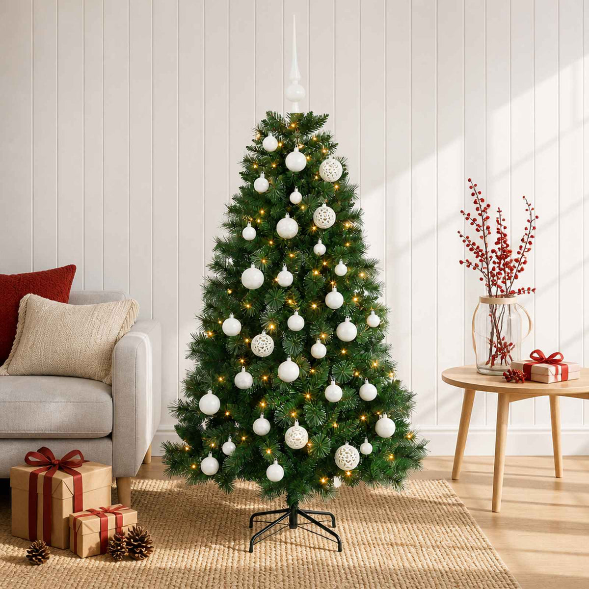 Artificial Christmas Tree with Bauble 150 cm 150 LEDs