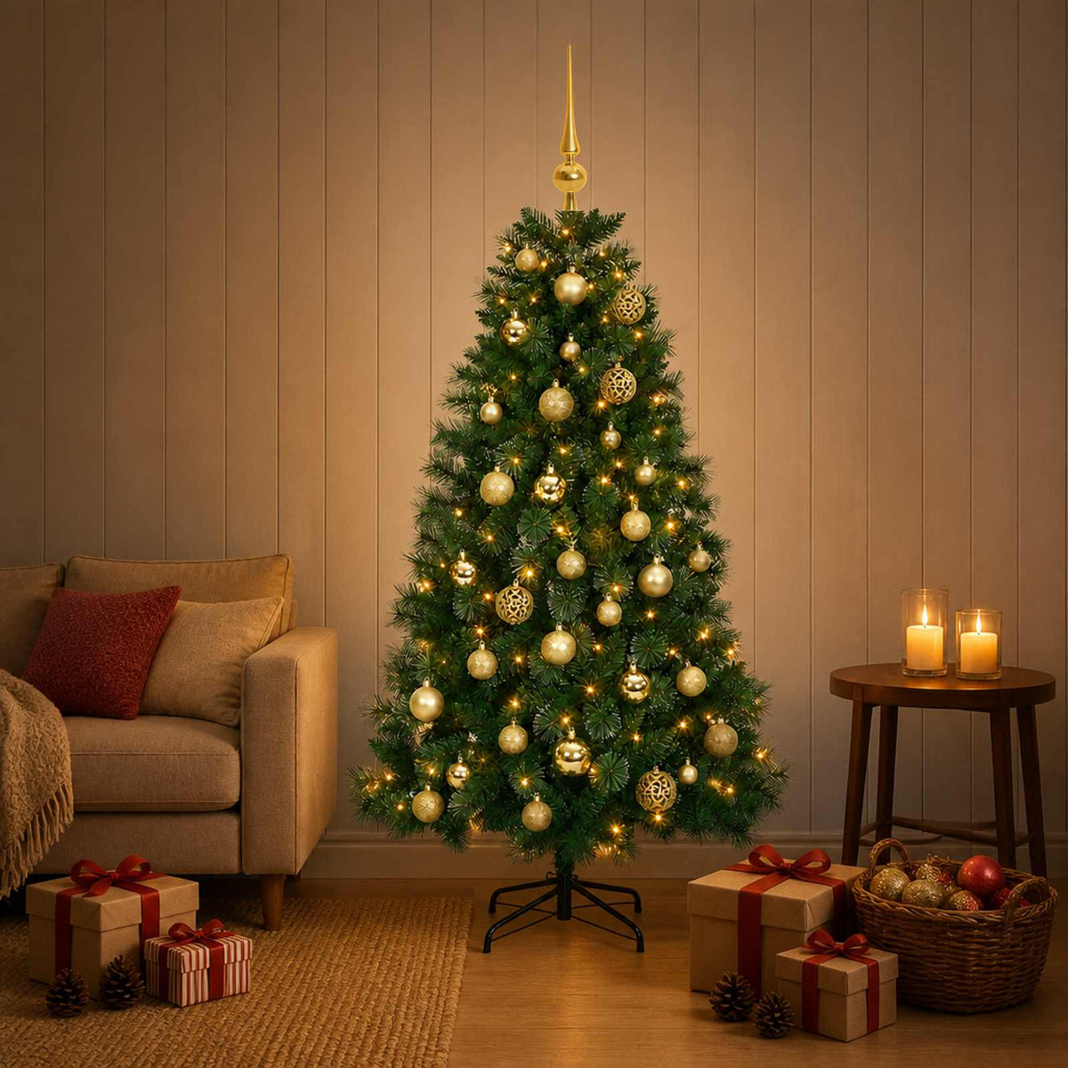 Artificial Christmas Tree with Bauble 120 cm 150 LEDs