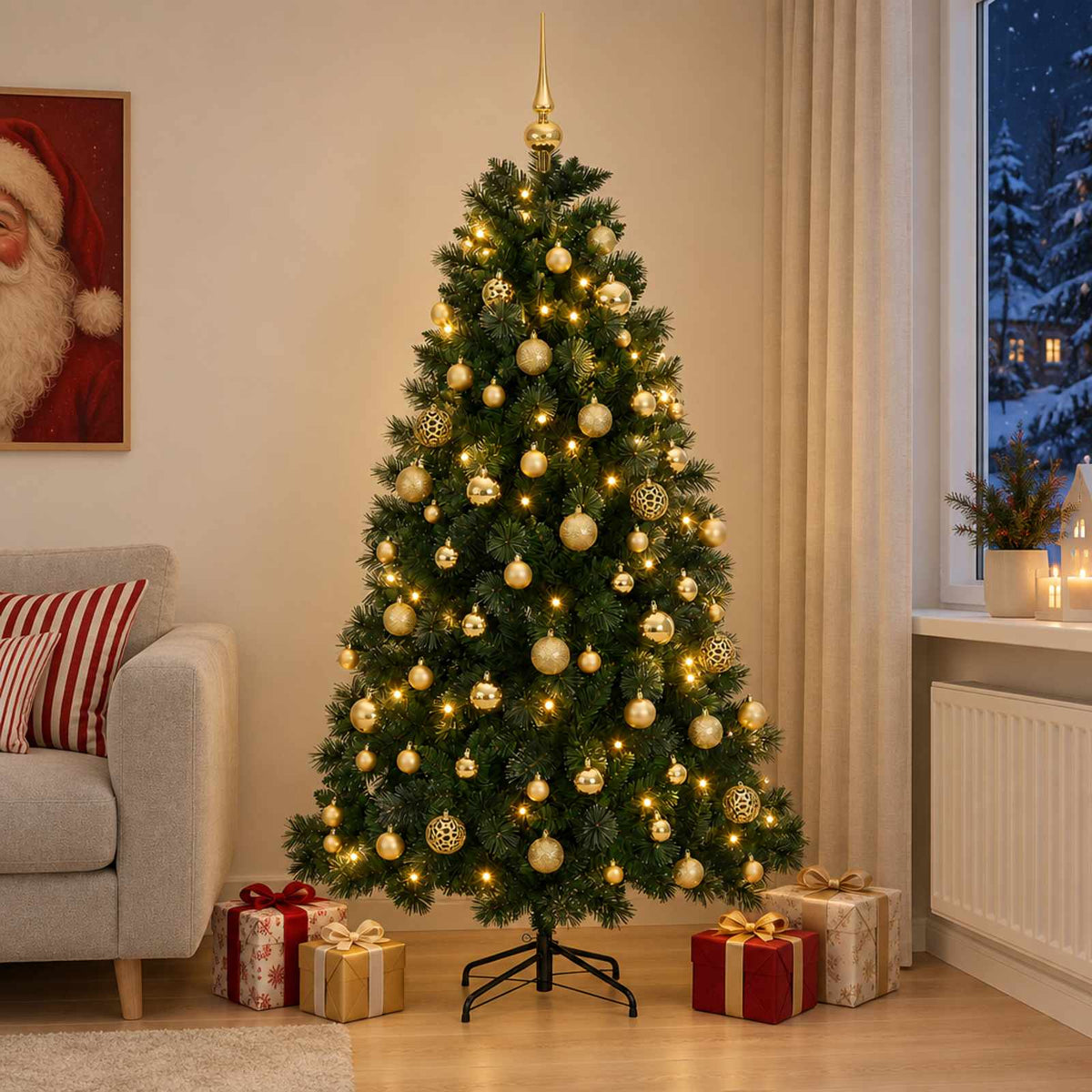Artificial Christmas Tree with Bauble 240 cm 300 LEDs