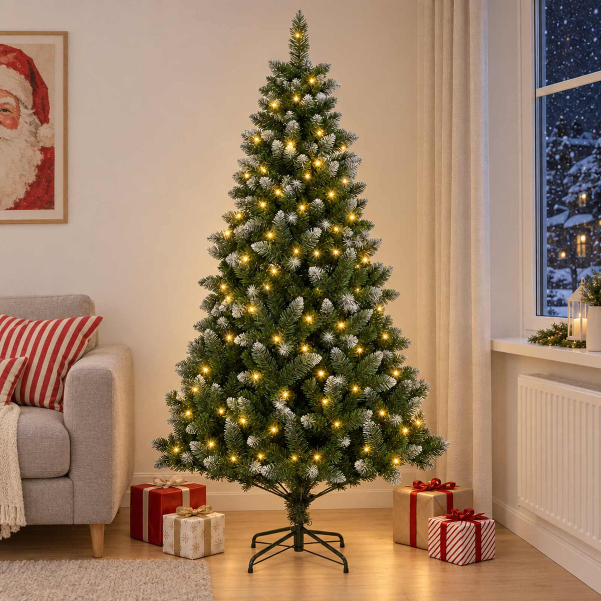 Artificial Christmas Tree 150 cm 150 LEDs Warm White