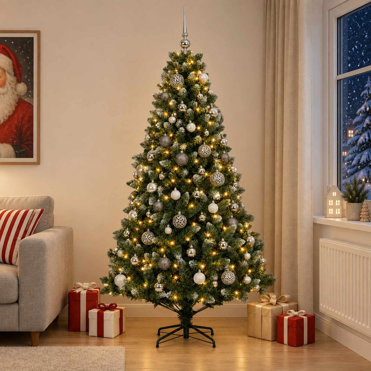 Artificial Christmas Tree with Bauble 180 cm 300 LEDs