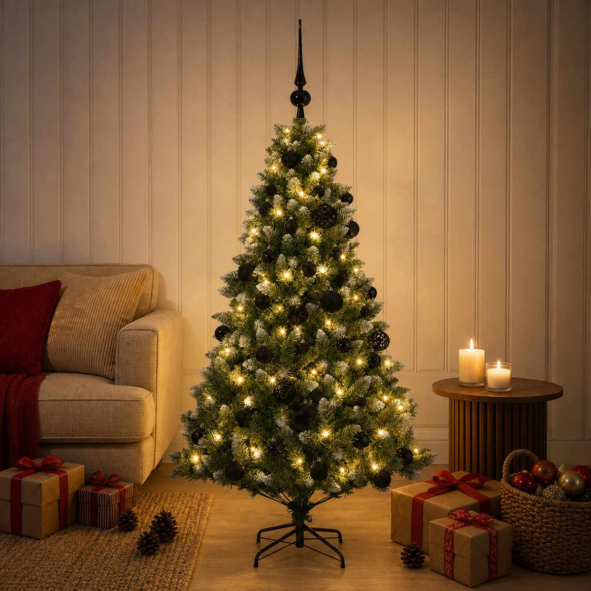 Artificial Christmas Tree with Bauble 120 cm 150 LEDs