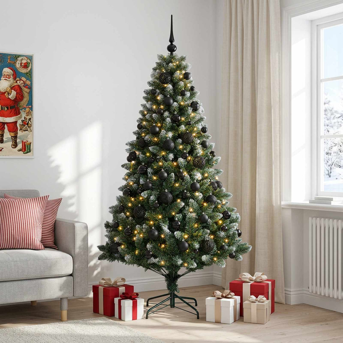 Artificial Christmas Tree with Bauble 210 cm 300 LEDs