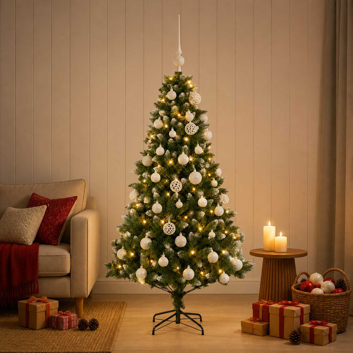 Artificial Christmas Tree with Bauble 120 cm 150 LEDs