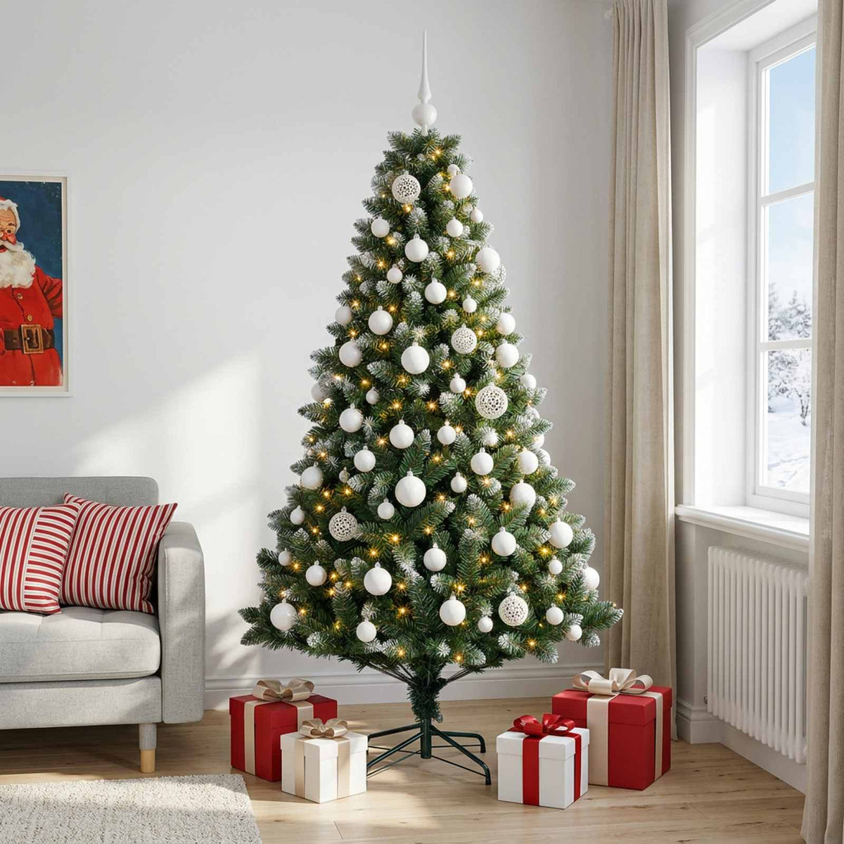 Artificial Christmas Tree with Bauble 210 cm 300 LEDs