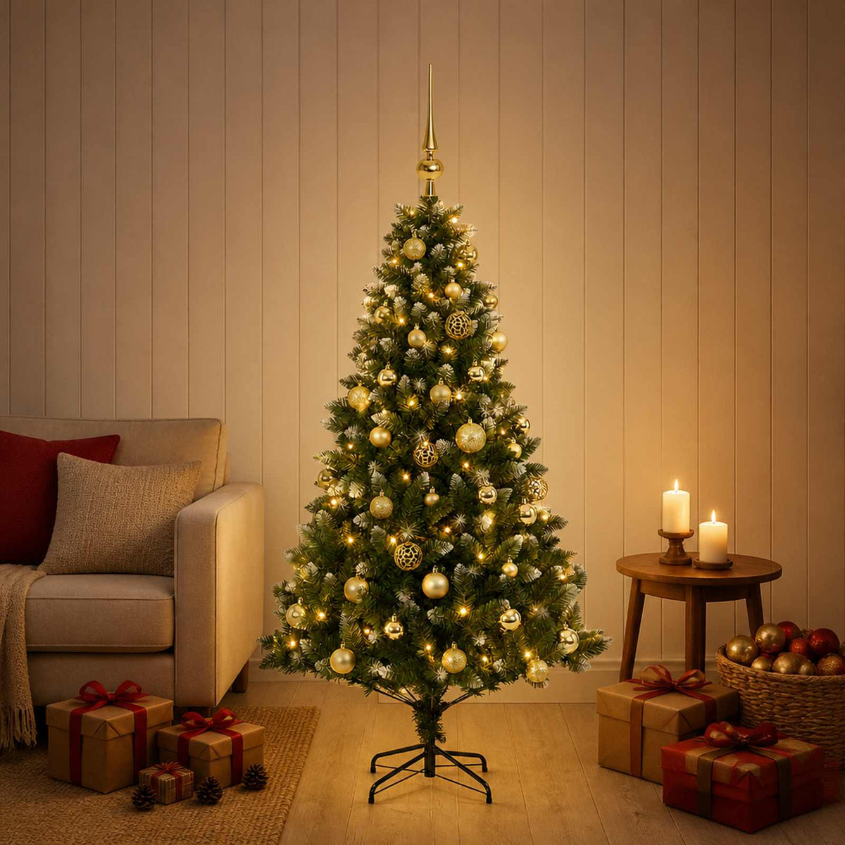 Artificial Christmas Tree with Bauble 120 cm 150 LEDs
