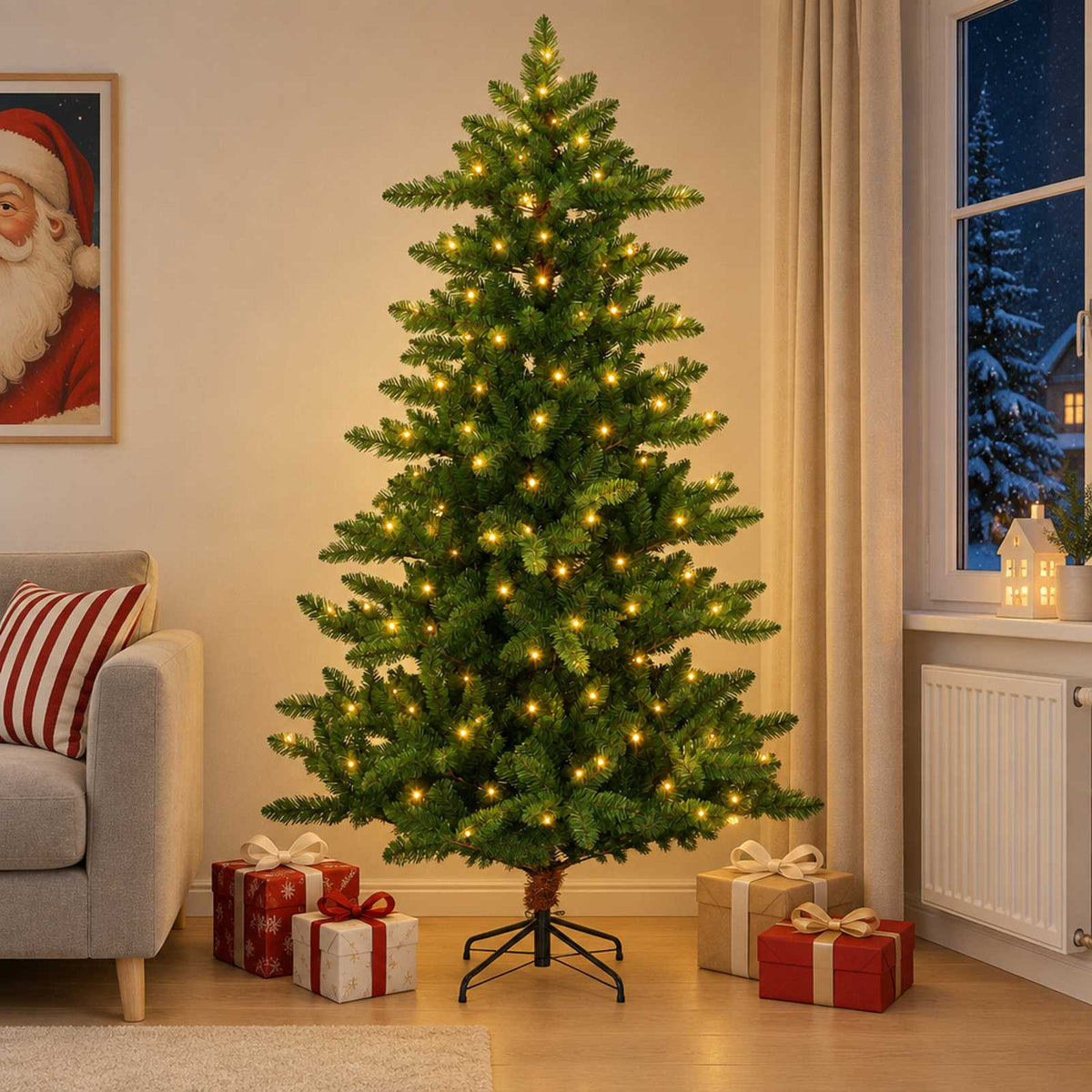 Artificial Christmas Tree 150 cm 150 LEDs Warm White