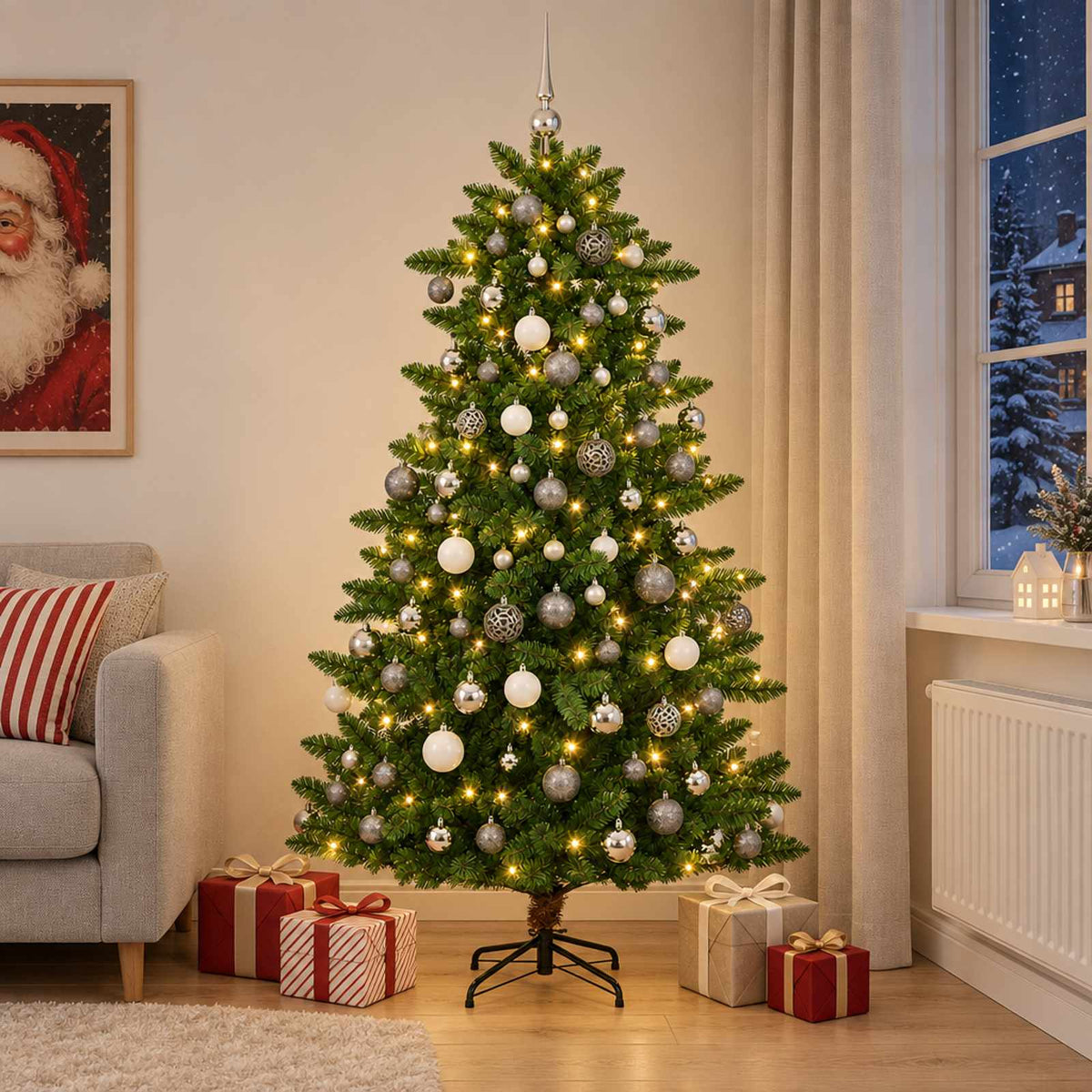 Artificial Christmas Tree with Bauble 180 cm 300 LEDs