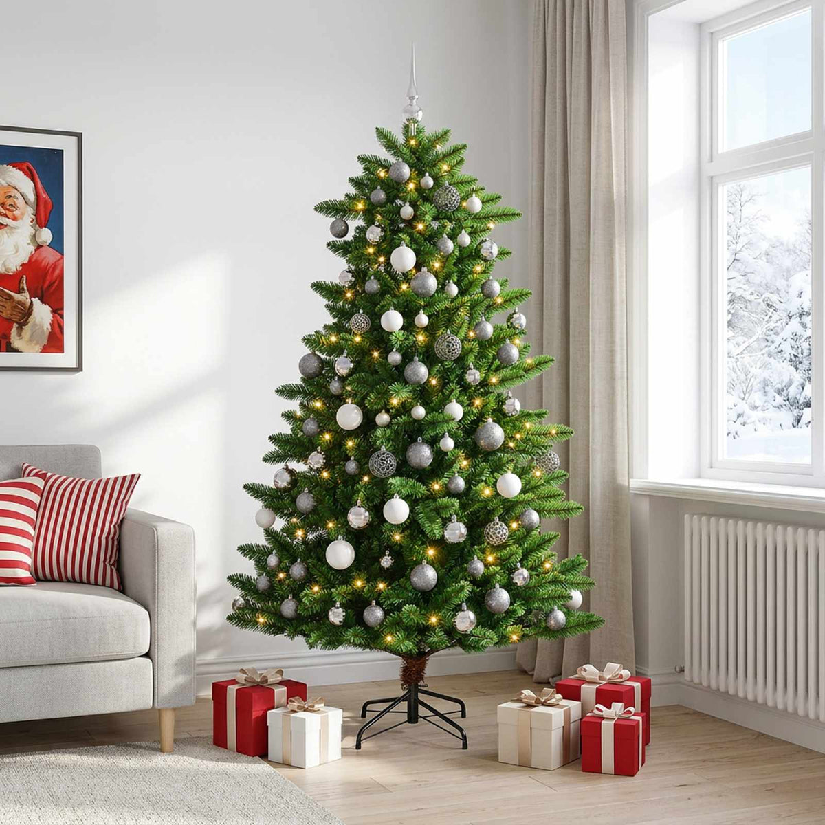 Artificial Christmas Tree with Bauble 180 cm 300 LEDs