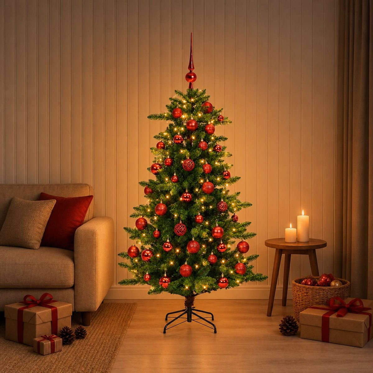 Artificial Christmas Tree with Bauble 150 cm 150 LEDs