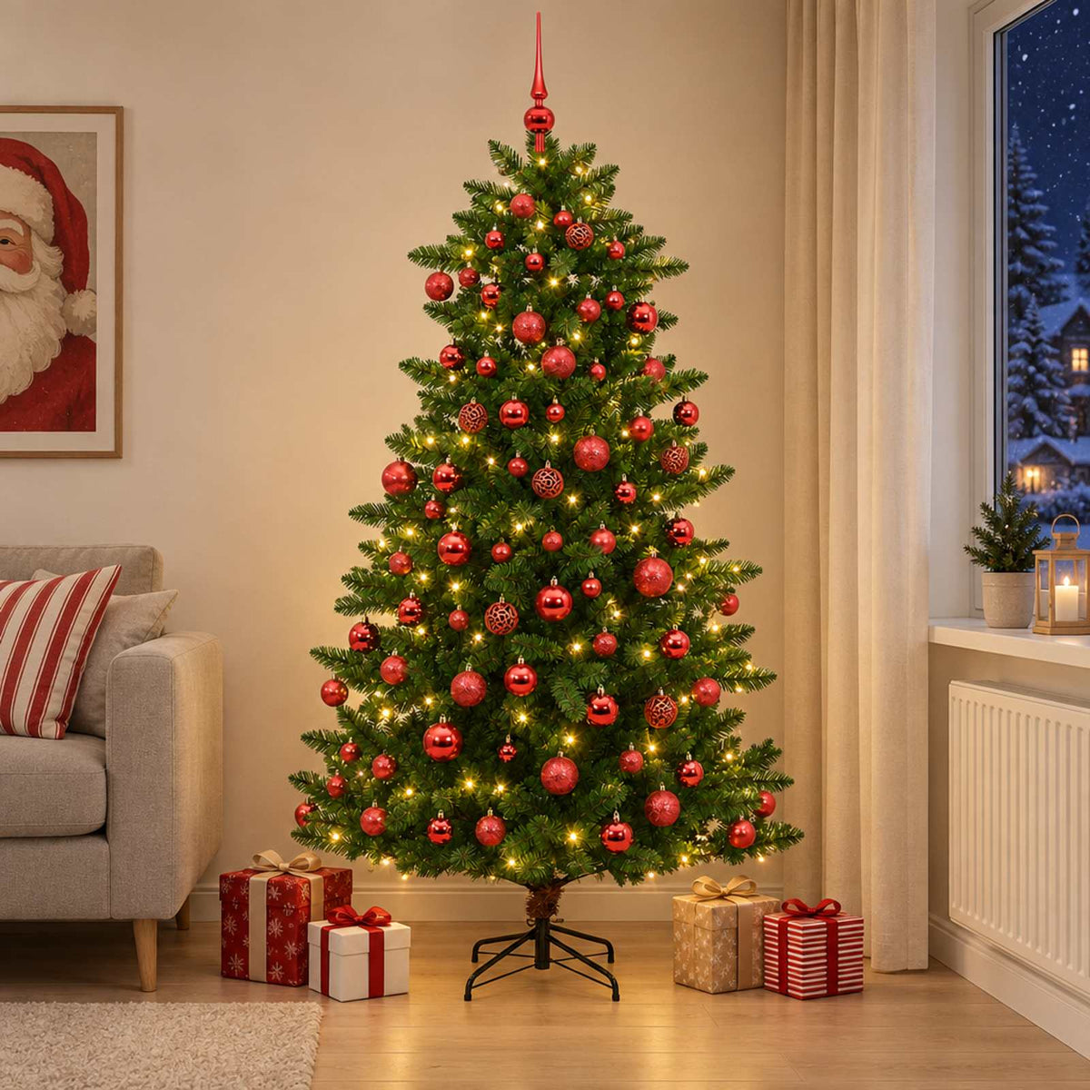 Artificial Christmas Tree with Bauble 180 cm 300 LEDs